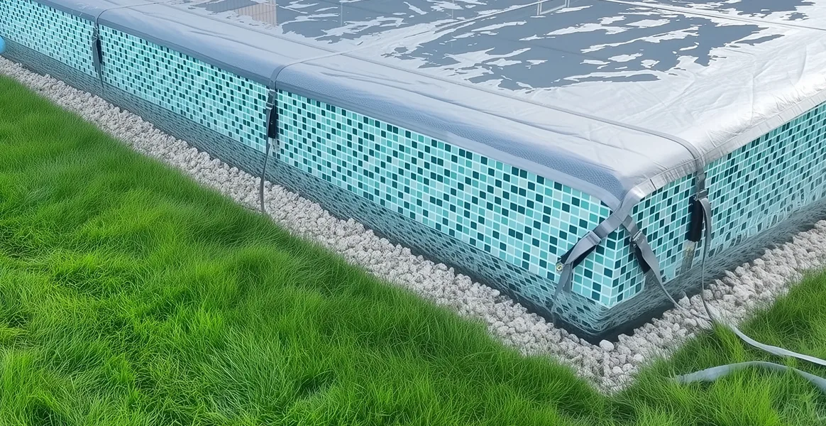 Покрывало для бассейна под снегом — защита зимой в Королёве